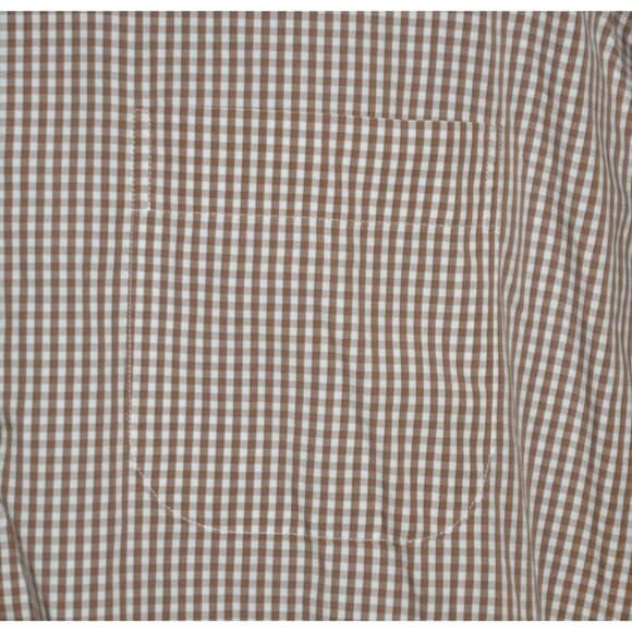Peter Millar Men’s Nanoluxe Button Down Dress Shirt Brown Check Cotton Size L - Picture 3 of 7
